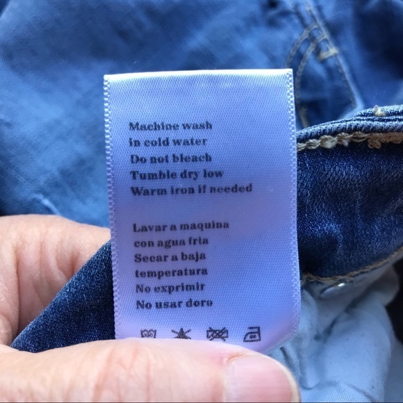 Kancan size 5 blue jeans, 5 pockets, raw hems, holes and scrapes. - Picture 9 of 9